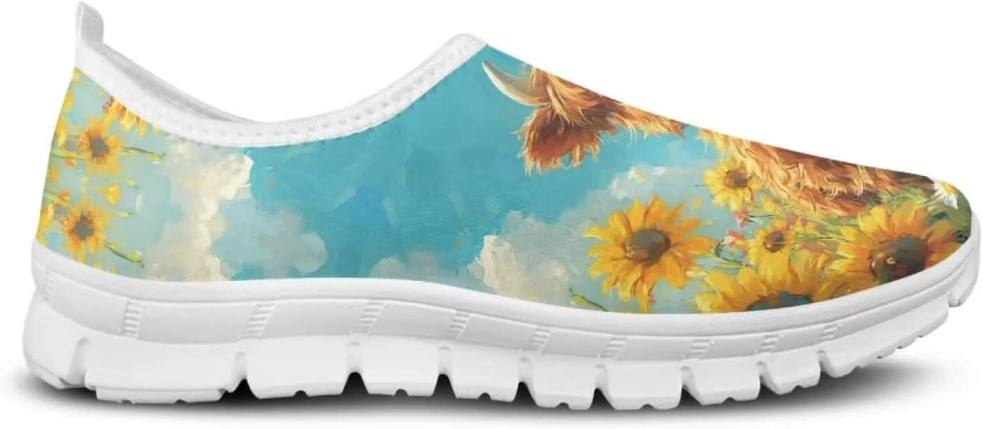 Slip in Loafers Women Slip On Shoes Cute Art Cat Elastic Upper Casual Mesh-Comfortable Tennis Workout Sneaker