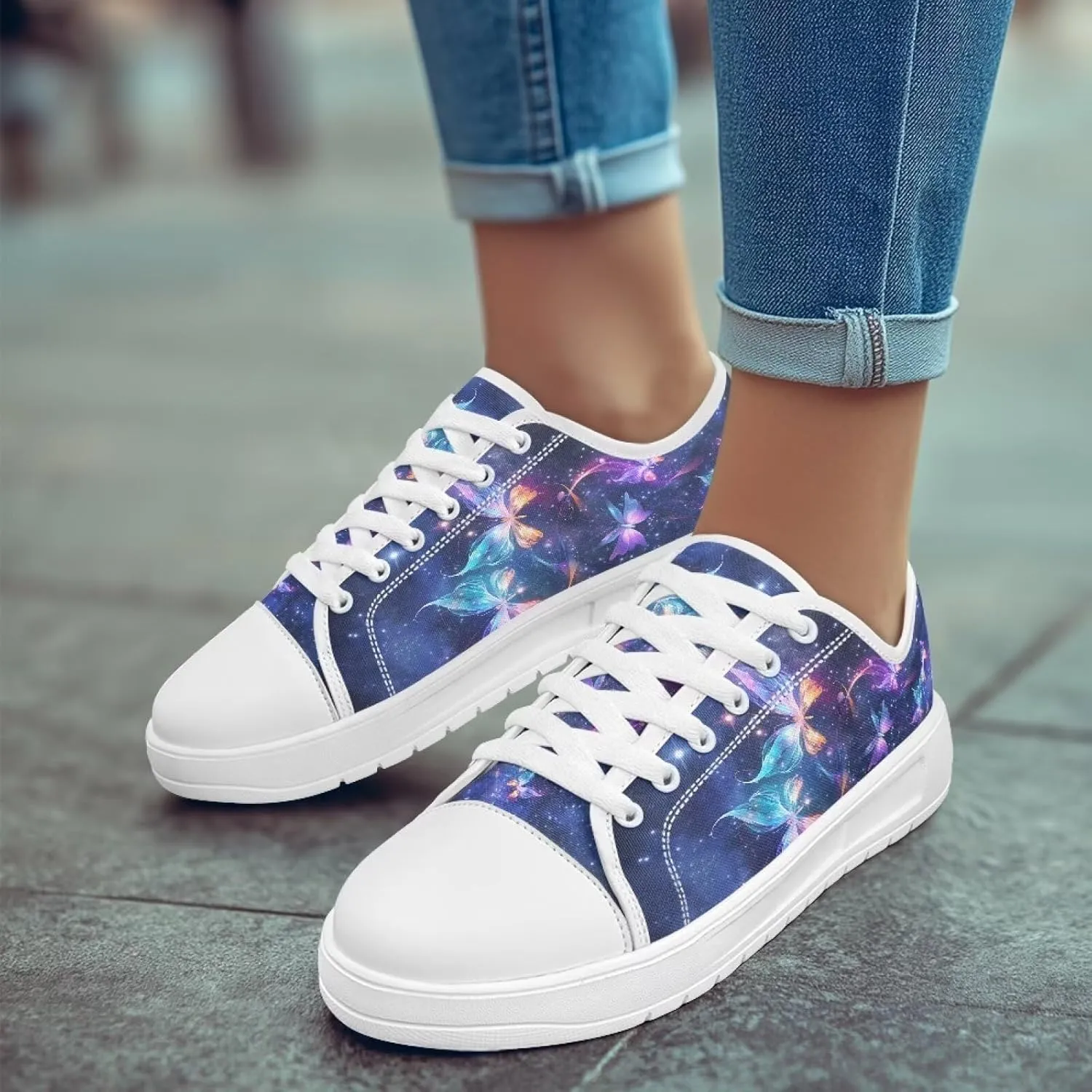 Slip on Sneakers Womens Wide Width Casual Breathable Polyester Running Sneakers Lightweight Low Top Soft Sole Walking Shoes