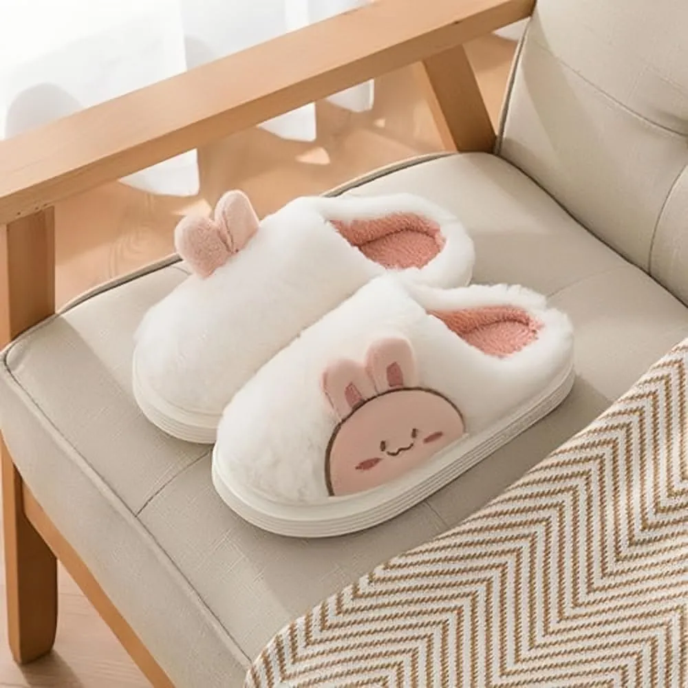 Slippers for Women Indoor Fluffy Cute Bunny Bears Faux Fur Lined Slide Shoes Comfy Memory Foam Fuzzy Slippers