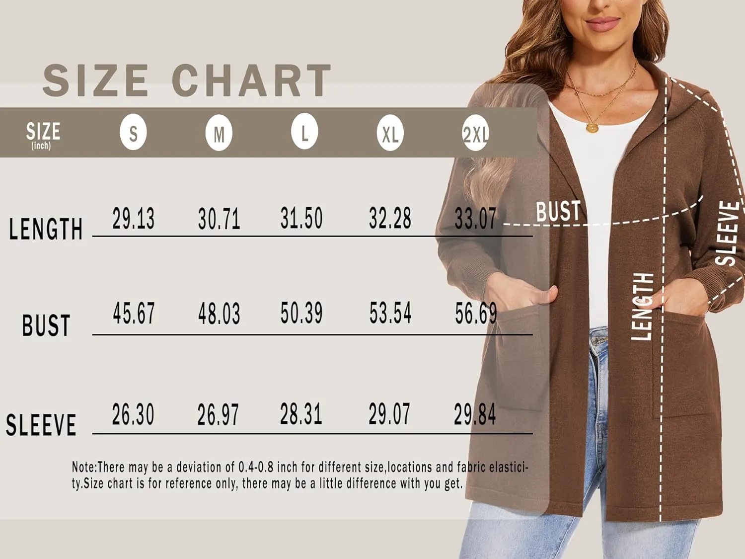 SMENG Women's Lightweight Hooded Sweater Open Front Cardigan Casual Knit Long Sleeve Outerwear with Pockets