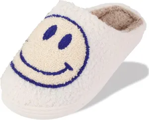 Smile Face Slippers For Women Men, Retro Soft Plush Lightweight Cute Happy Face House Slides, Cozy Fluffy Warm Home Cloud Slippers Slip-On Fleece Shoes Non-Slip Indoor Outdoor