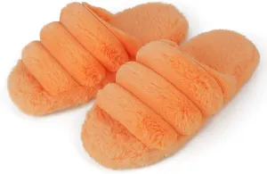 Snoozies Fuzzy Open Toe Slippers for Women - Cute, Comfy Pedi Slides for Women with Non-Skid Sole - Indoor House Spa Shoes - Ladies Pedicure Slippers