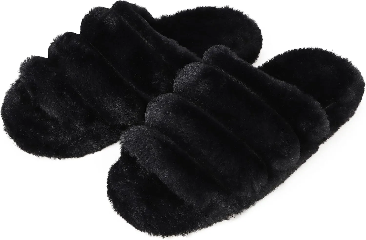 Snoozies Fuzzy Open Toe Slippers for Women - Cute, Comfy Pedi Slides for Women with Non-Skid Sole - Indoor House Spa Shoes - Ladies Pedicure Slippers