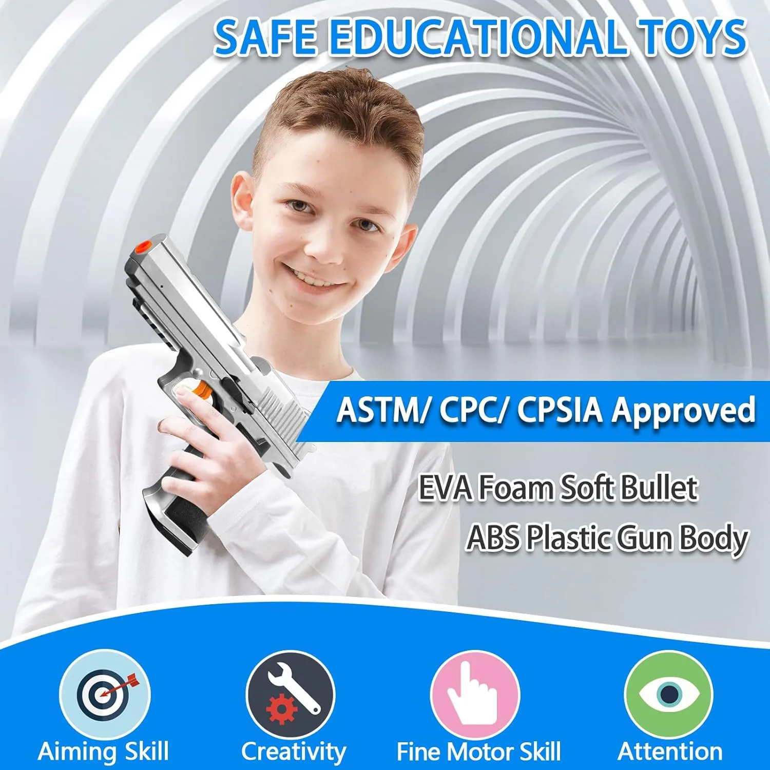 Soft Bullet Toy Gun Shell Ejecting Toy Pistol, EVA Foam Bullets Toy Guns for Boys, Kids, Gifts, Educational Model Toys and Fun Shooting Experience