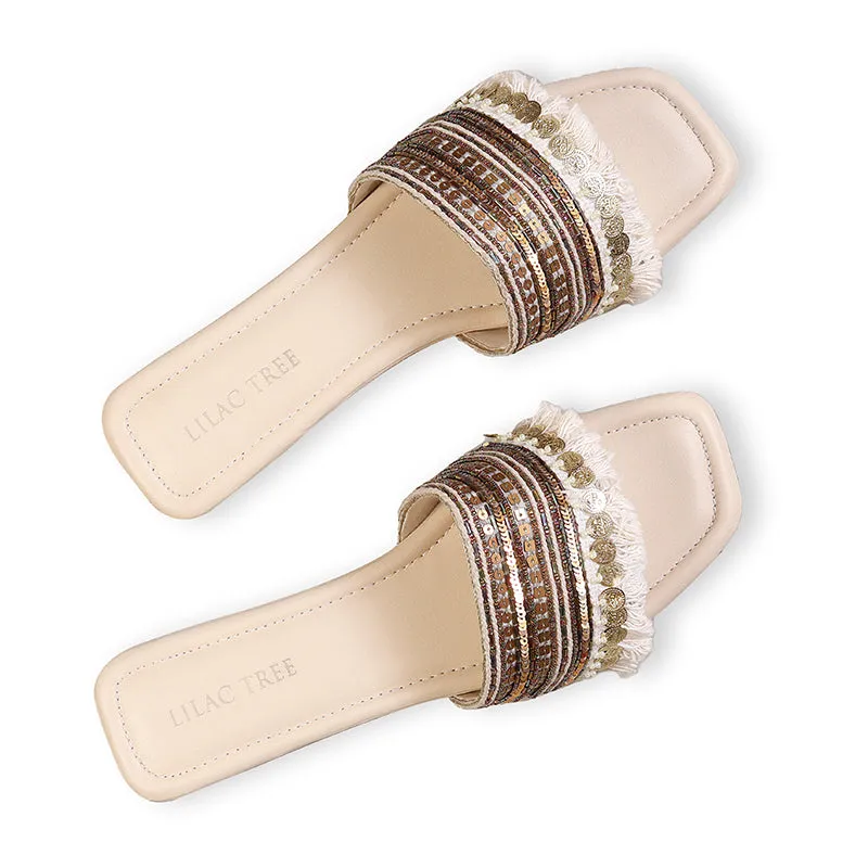 Soft Glam Hand Crafted Sequin  Slides