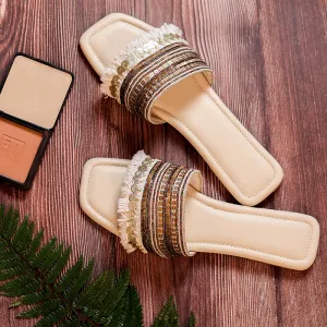 Soft Glam Hand Crafted Sequin  Slides
