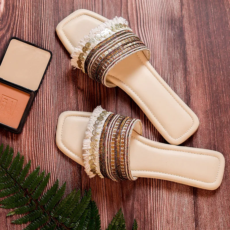 Soft Glam Hand Crafted Sequin  Slides