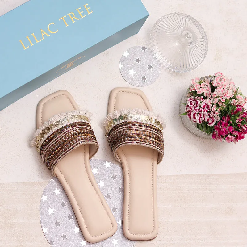 Soft Glam Hand Crafted Sequin  Slides