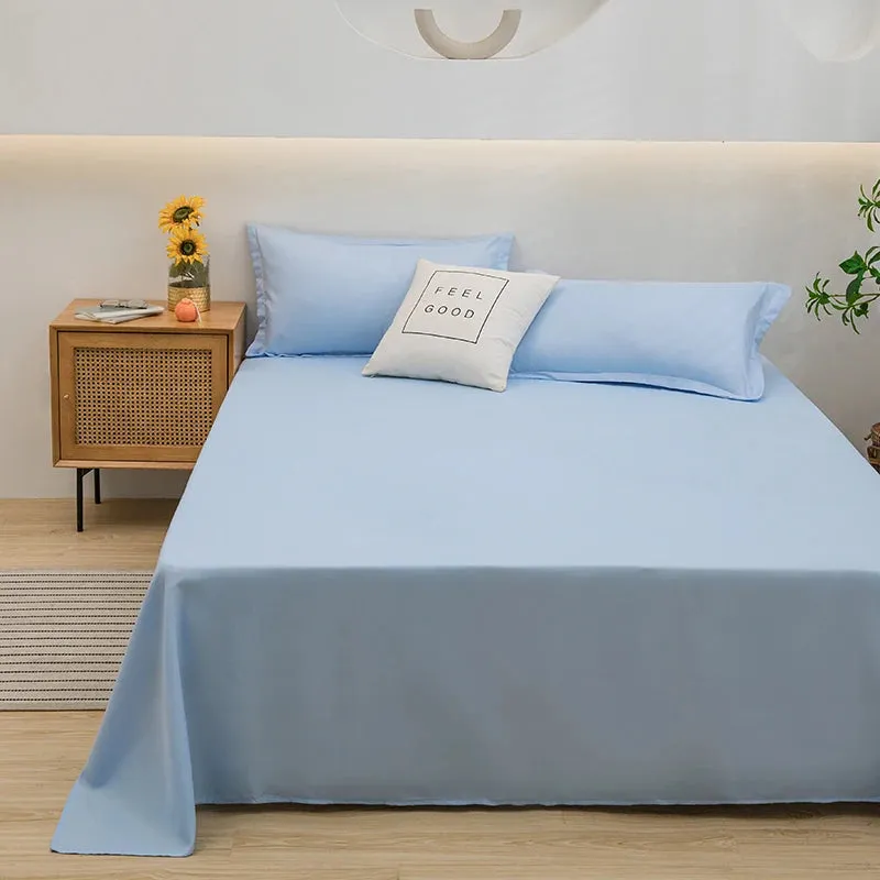 Soft Solid Color Flat Bed Sheet – Single, Double, Queen, or King Size