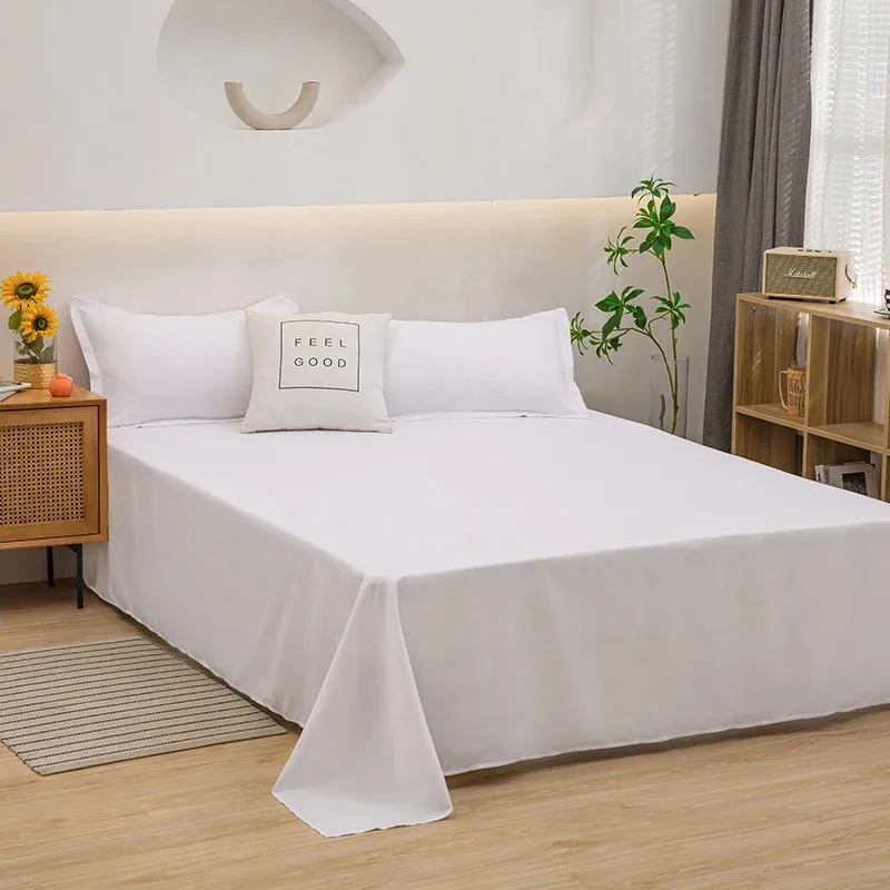 Soft Solid Color Flat Bed Sheet – Single, Double, Queen, or King Size