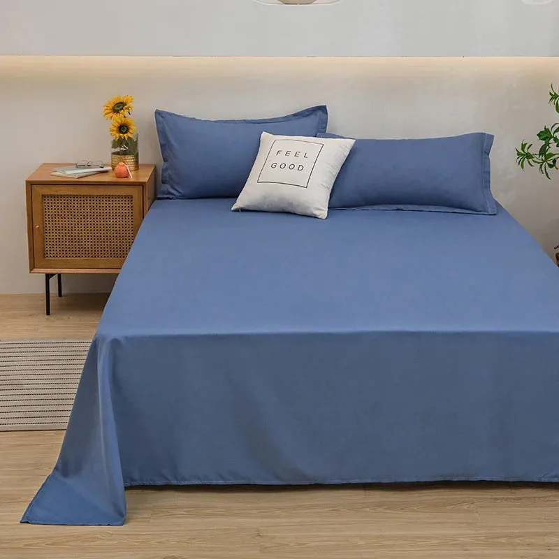 Soft Solid Color Flat Bed Sheet – Single, Double, Queen, or King Size