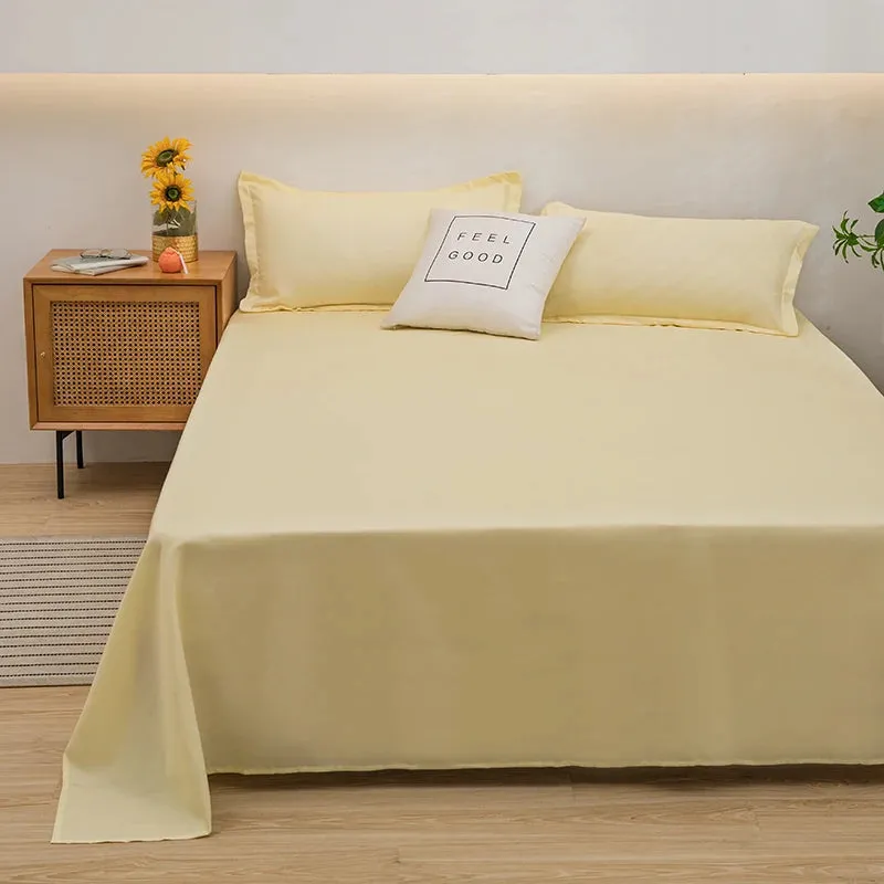 Soft Solid Color Flat Bed Sheet – Single, Double, Queen, or King Size