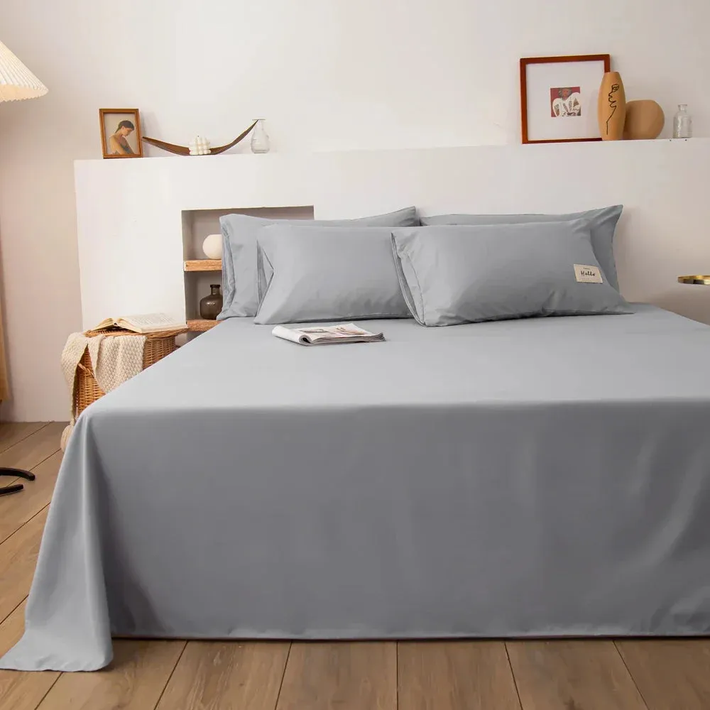 Soft Solid Color Flat Bed Sheet – Single, Double, Queen, or King Size