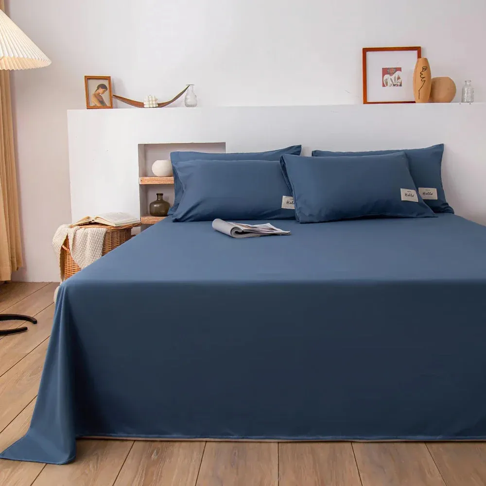 Soft Solid Color Flat Bed Sheet – Single, Double, Queen, or King Size