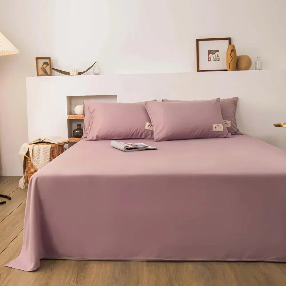 Soft Solid Color Flat Bed Sheet – Single, Double, Queen, or King Size
