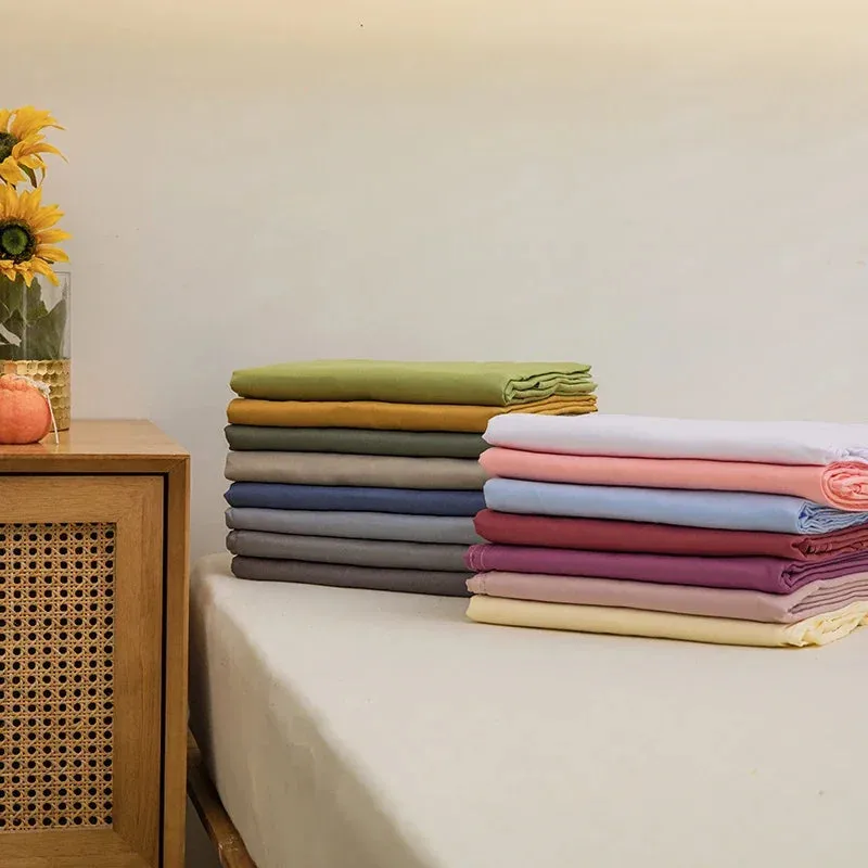 Soft Solid Color Flat Bed Sheet – Single, Double, Queen, or King Size