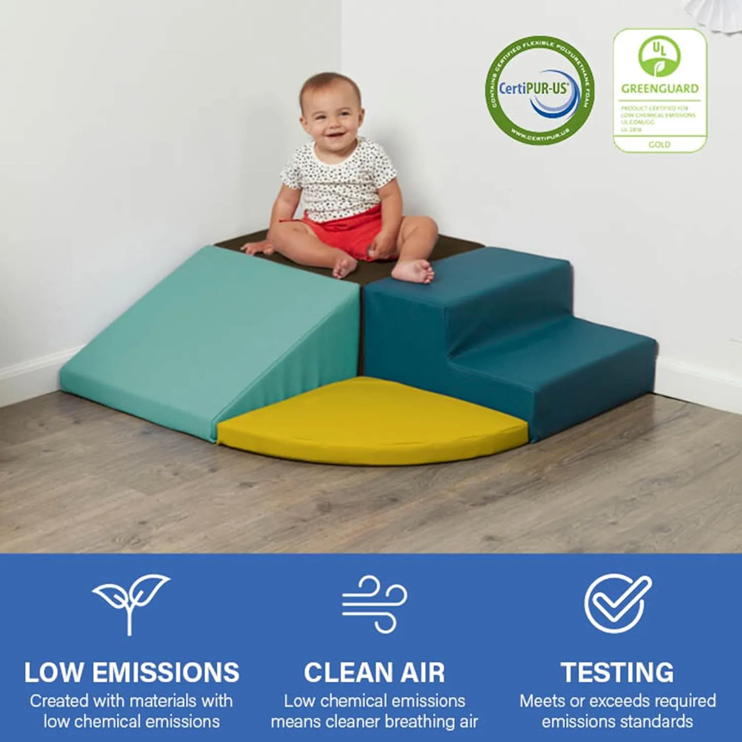 SoftScape Toddler Playtime Corner Climber, Indoor Active Play Structure for Toddlers and Kids, Safe Soft Foam for Crawling and Sliding (4-Piece Set) - Earthtone/Contemporary, 11619-ETCT