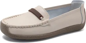 Solaud Women's Leather Loafers Comfort Soft Wild Driving Anti-Collision Penny Moccasins Nurses Work Daily Walking Flats Casual Shoes
