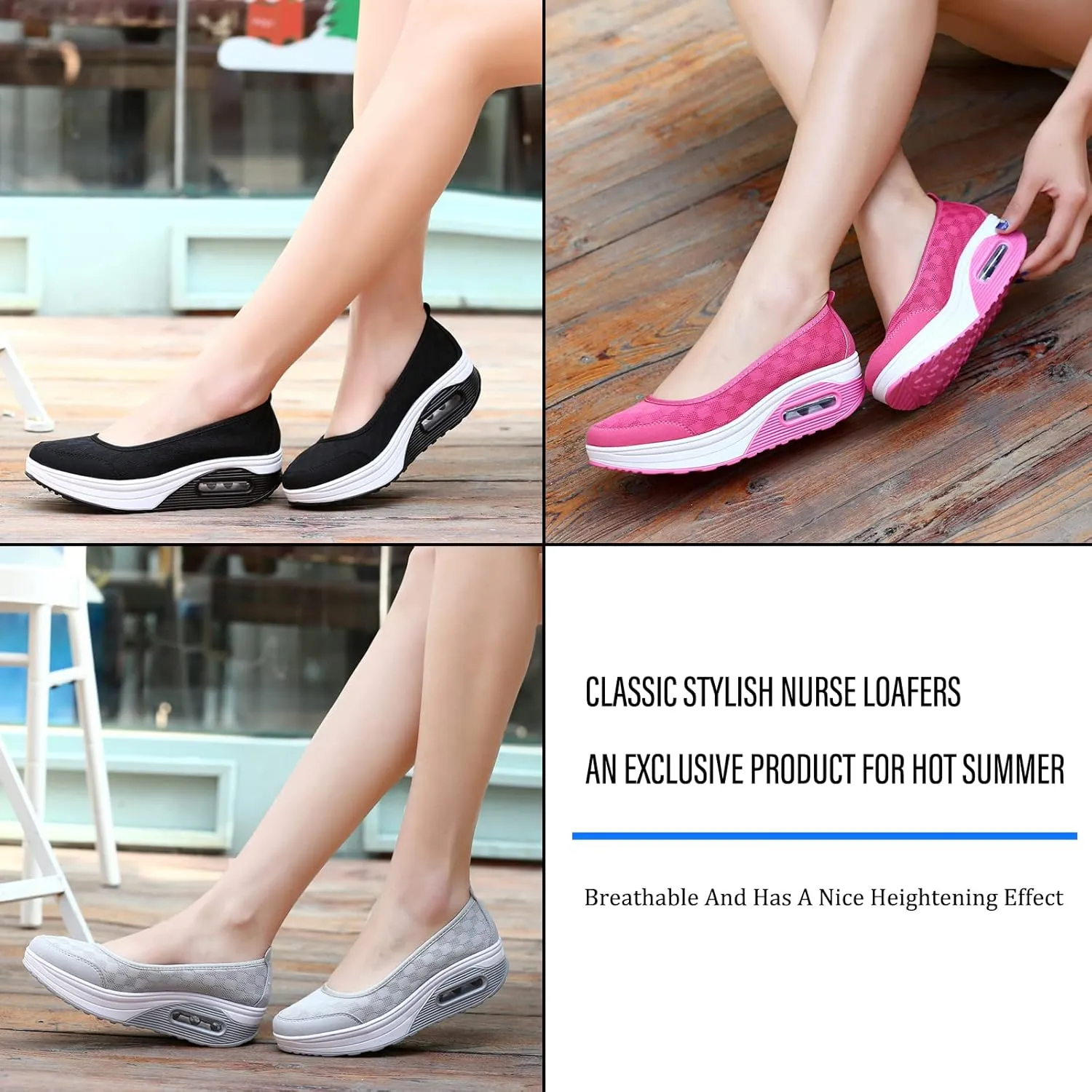 SOLPNOW Women's Breathable Shock Absorbing Wedge Slip On Sneakers,Summer Arch Support Anti-Slip Comfortable Diabetic Shoes