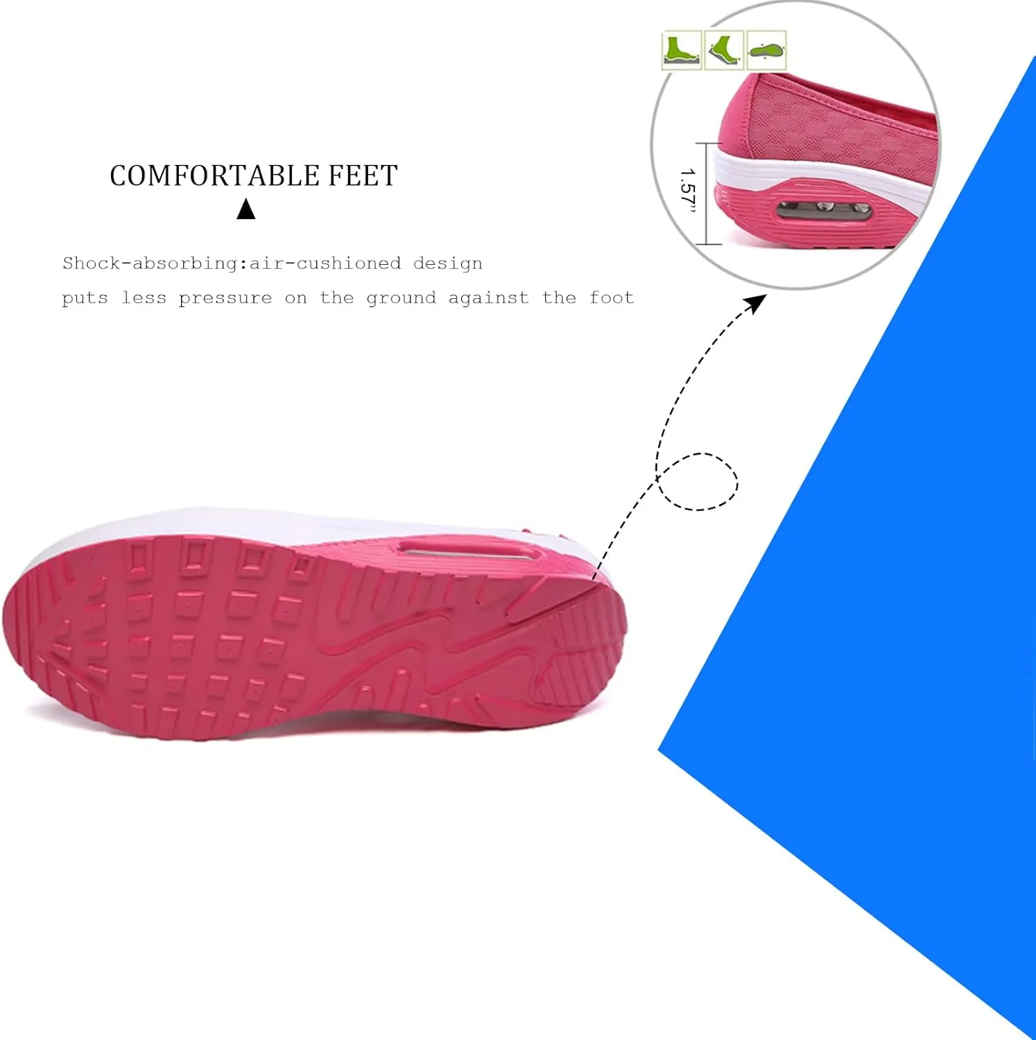 SOLPNOW Women's Breathable Shock Absorbing Wedge Slip On Sneakers,Summer Arch Support Anti-Slip Comfortable Diabetic Shoes
