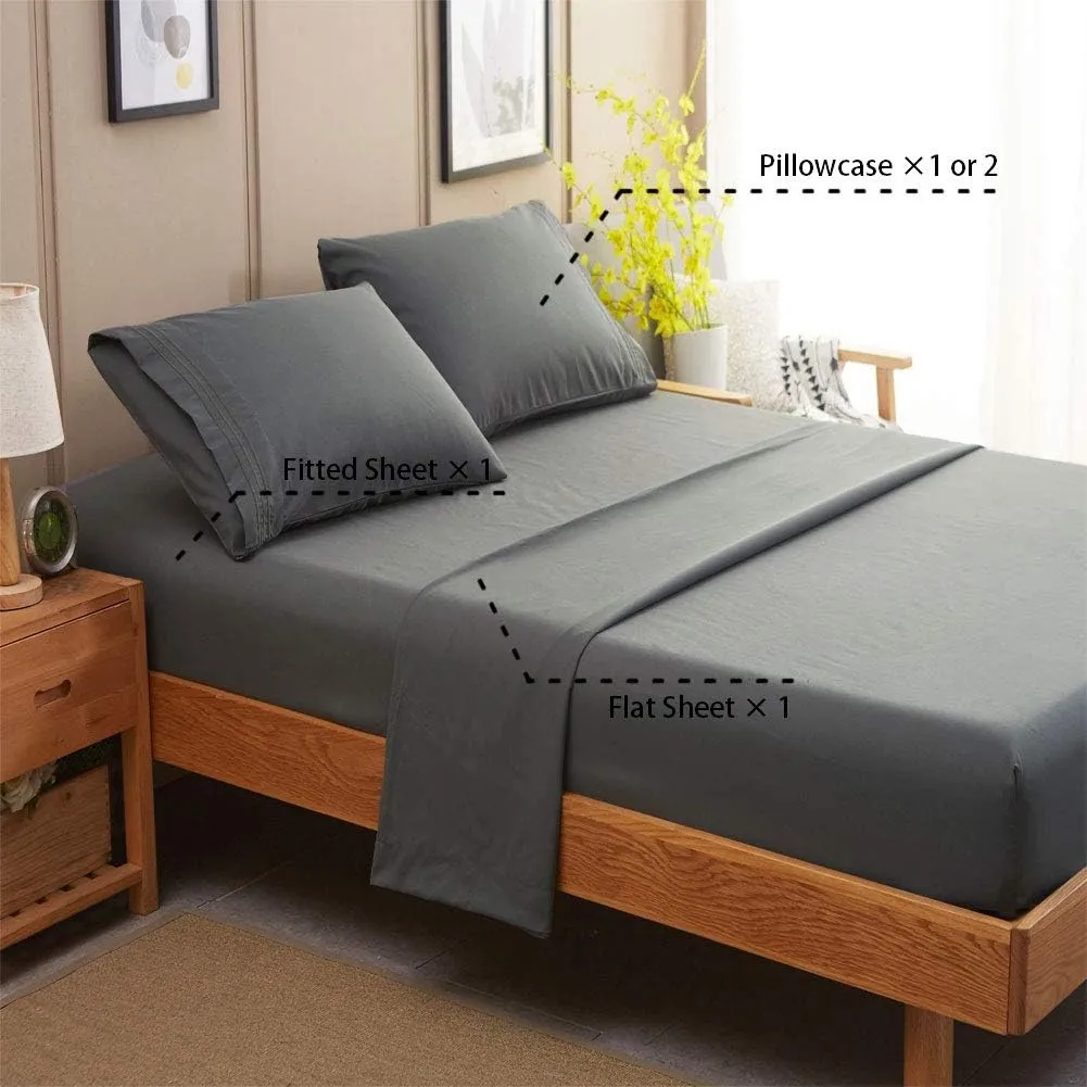 SONORO KATE Bed Sheet Set Super Soft Microfiber 1800 Thread Count Luxury Egyptian Sheets 16-Inch Deep Pocket Wrinkle and Hypoallergenic-4 Piece(Queen Dark Grey)