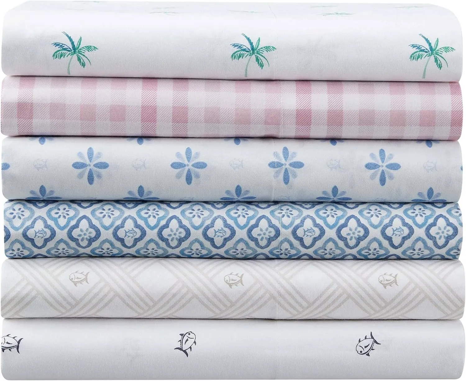 Southern Tide Aqua Palm Sheet Set Collection, Aqua, Twin