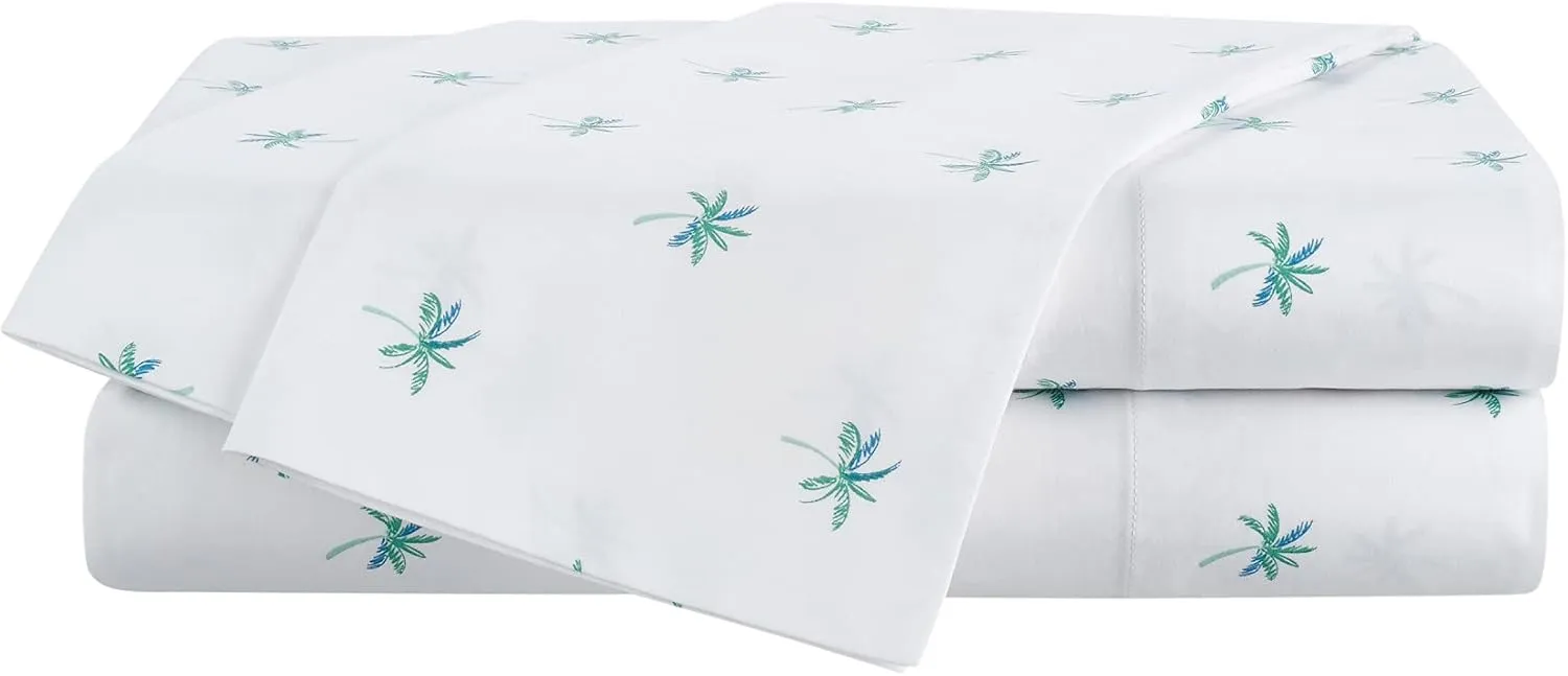 Southern Tide Aqua Palm Sheet Set Collection, Aqua, Twin