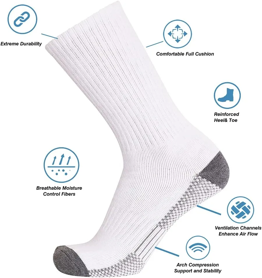 SoxDaddy Men’s 10Pack Athletic Socks,Comfy Cotton Full Cushion Casual Crew Socks