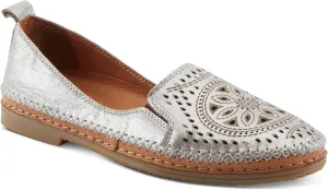 Spring Step Women's Ingrid Slip-On Premium Leather Loafers - Laser Cutout Design, Elastic Goring, Lightweight Flat Sole