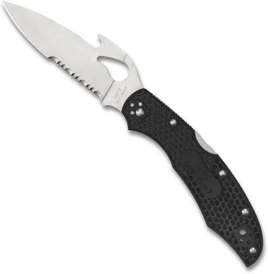 Spyderco Cara Cara 2 CombinationEdge Lightweight Knife with Emerson Opener, FRN Handle, and Full-Flat 8Cr13MoV Steel Blade - BY03PSBK2W