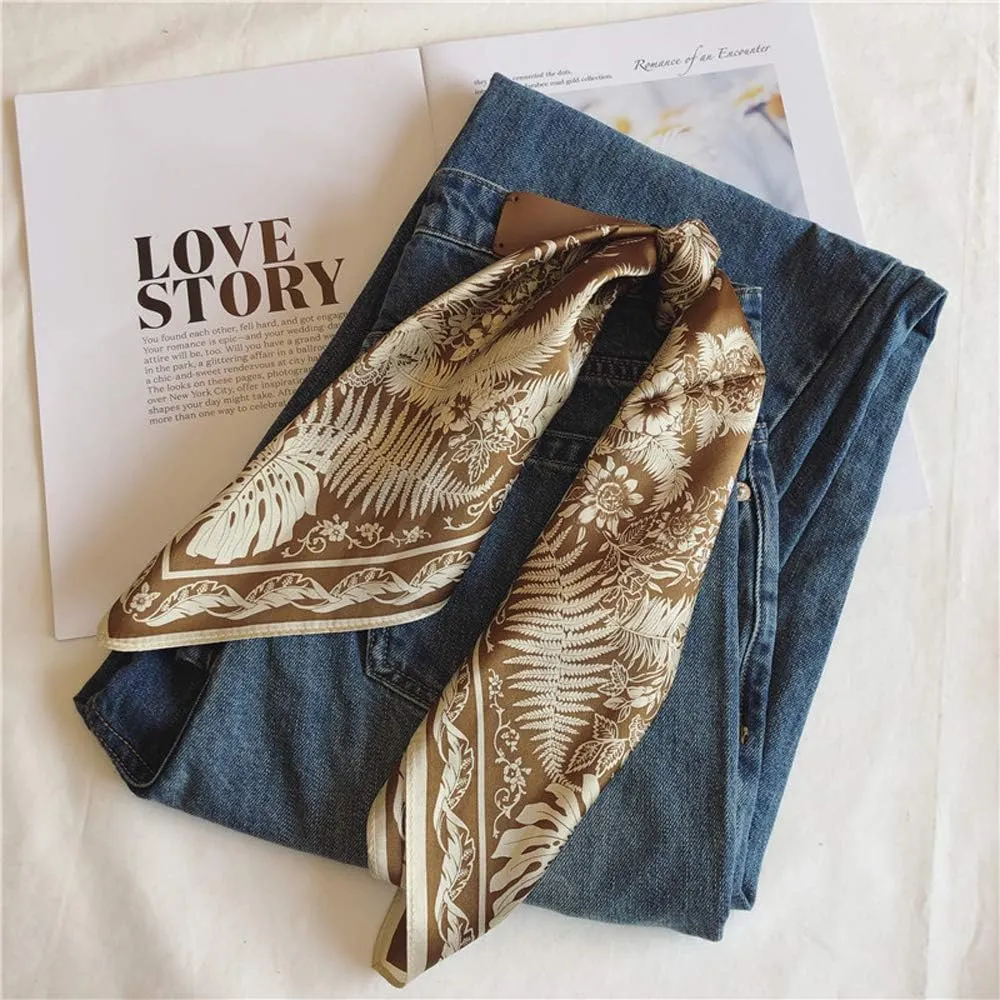 Square 100% Silk Scarves - 21" x 21" - Digital Printed Neckerchief Lightweight Scarf（4 Colors Available）