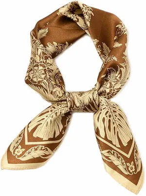 Square 100% Silk Scarves - 21" x 21" - Digital Printed Neckerchief Lightweight Scarf（4 Colors Available）