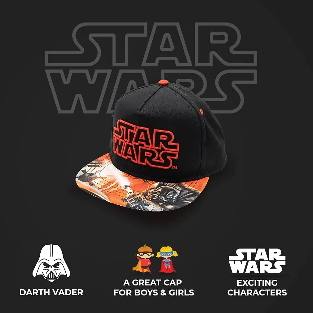 Star Wars Classic Embroidered Logo Flatbrim Baseball Cap Hat, Boys Youth