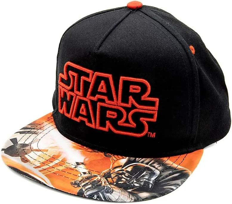 Star Wars Classic Embroidered Logo Flatbrim Baseball Cap Hat, Boys Youth