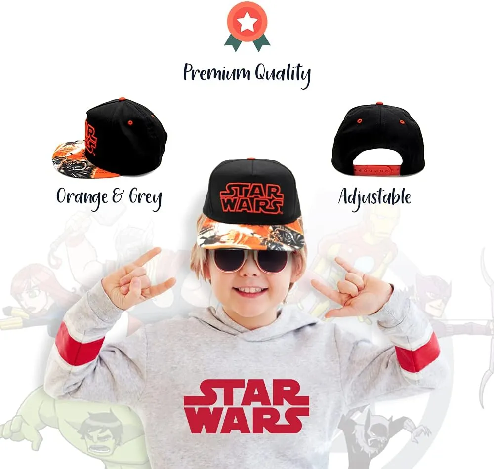 Star Wars Classic Embroidered Logo Flatbrim Baseball Cap Hat, Boys Youth