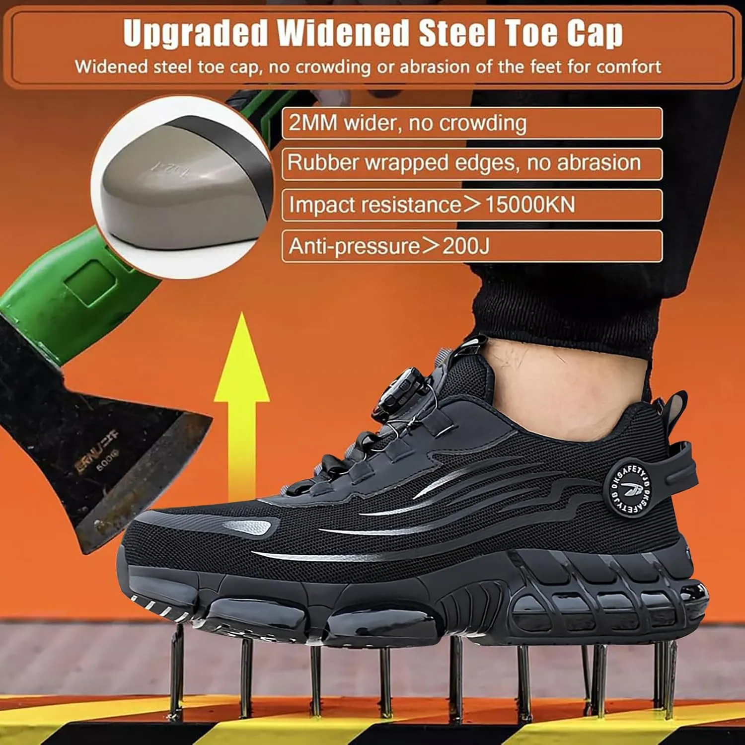 Steel Toe Shoes for Men Women - Slip & Puncture Resistant, Lightweight & Breathable for Construction, Hiking, Climbing | All-Day Comfort Safety Work Shoes