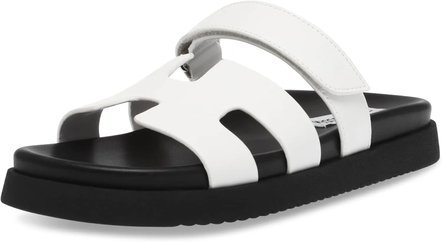 Steve Madden Women's Mayven Slide Sandal, White Leather, 7.5