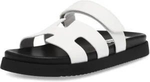 Steve Madden Women's Mayven Slide Sandal, White Leather, 7.5