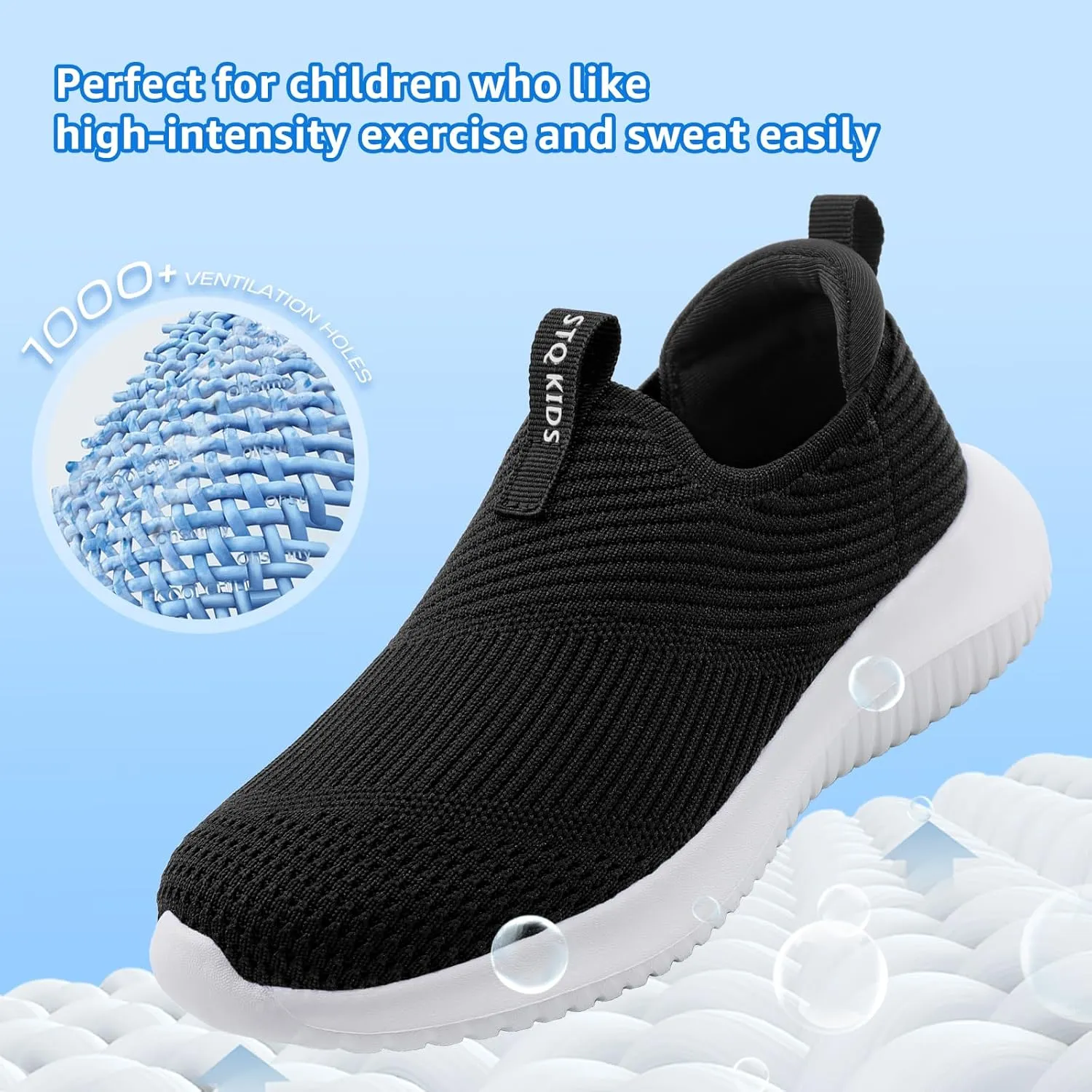 STQ Kids Shoes Girls Boys Lightweight Slip on Walking Sneakers