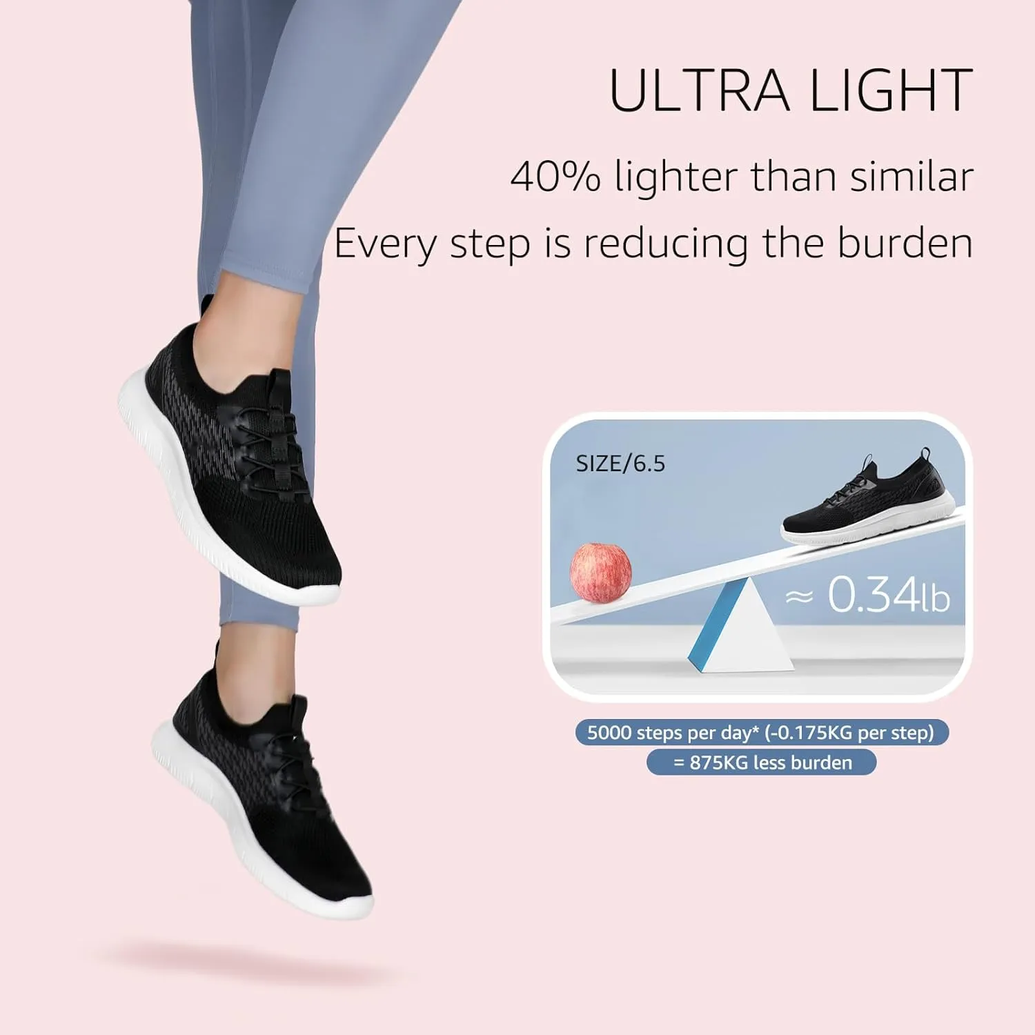STQ Women Walking Shoes with Arch Support Comfort Lightweight Slip on Sneakers