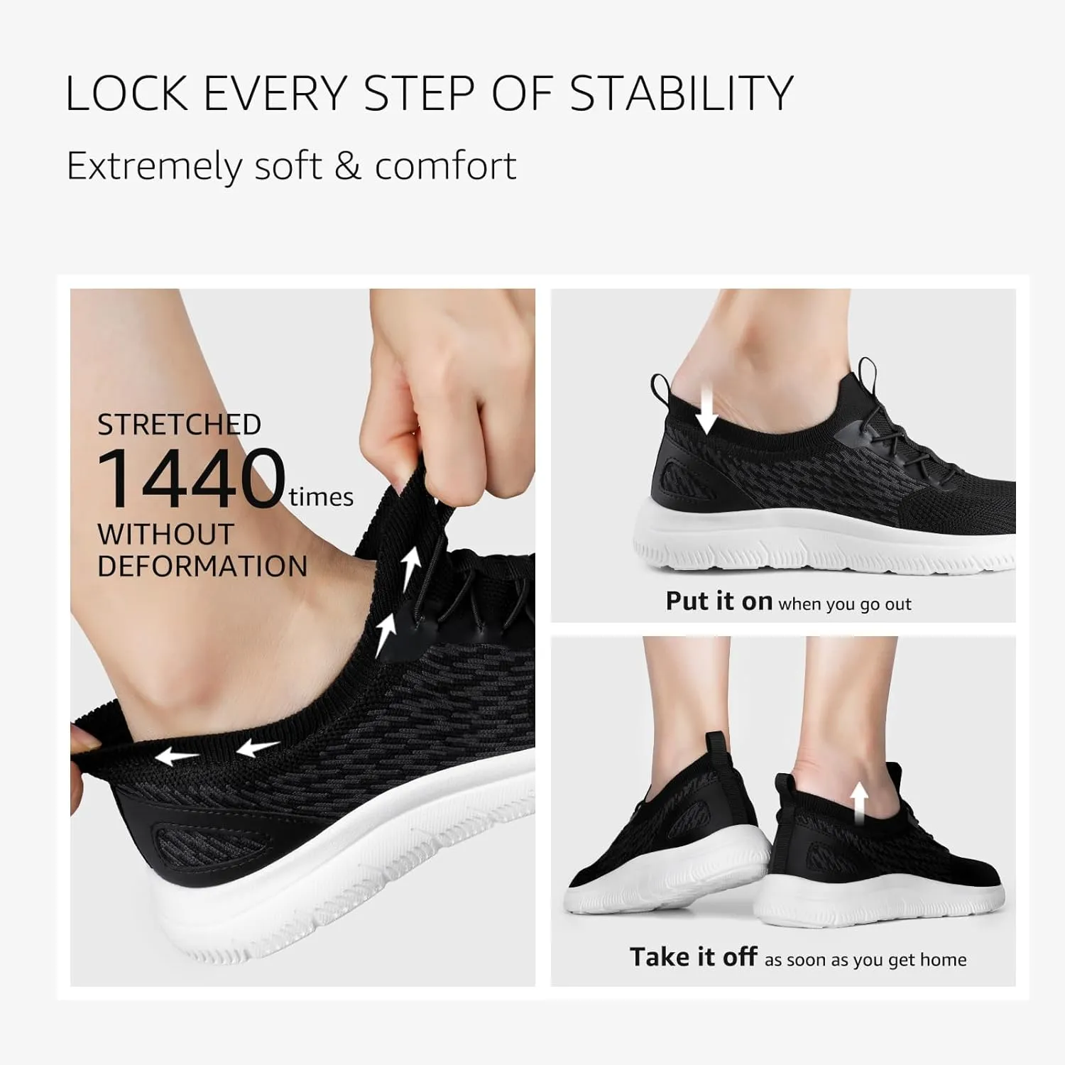 STQ Women Walking Shoes with Arch Support Comfort Lightweight Slip on Sneakers