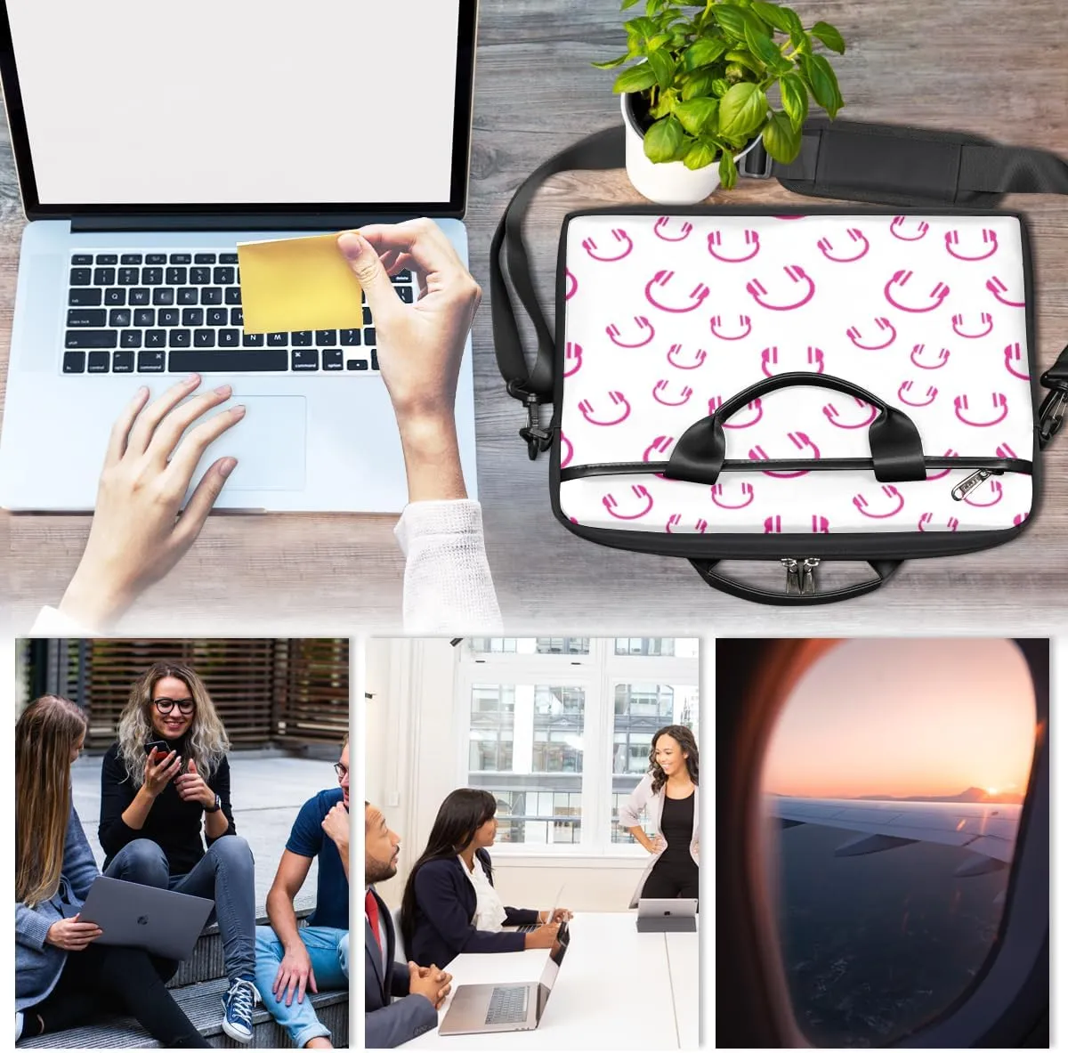 Strawberry Laptop Bag for Women Men 13-15 Inch Computer Briefcase Bag Lightweight Notebook Shoulder Messenger Bag