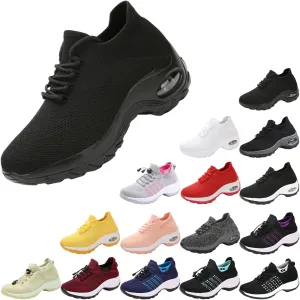 Stretch Cushion Slip-On Walking Shoes for Women - Breathable Arch Support Sneakers for Plantar Fasciitis, Lightweight Sock-Style Fashion Shoes