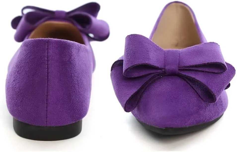 Stunner Womens Bowknot Flower Ballet Flats Pointed Toe Soft Dress Shoes
