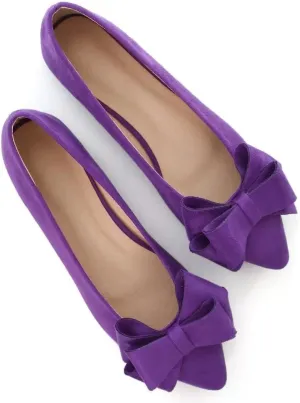 Stunner Womens Bowknot Flower Ballet Flats Pointed Toe Soft Dress Shoes