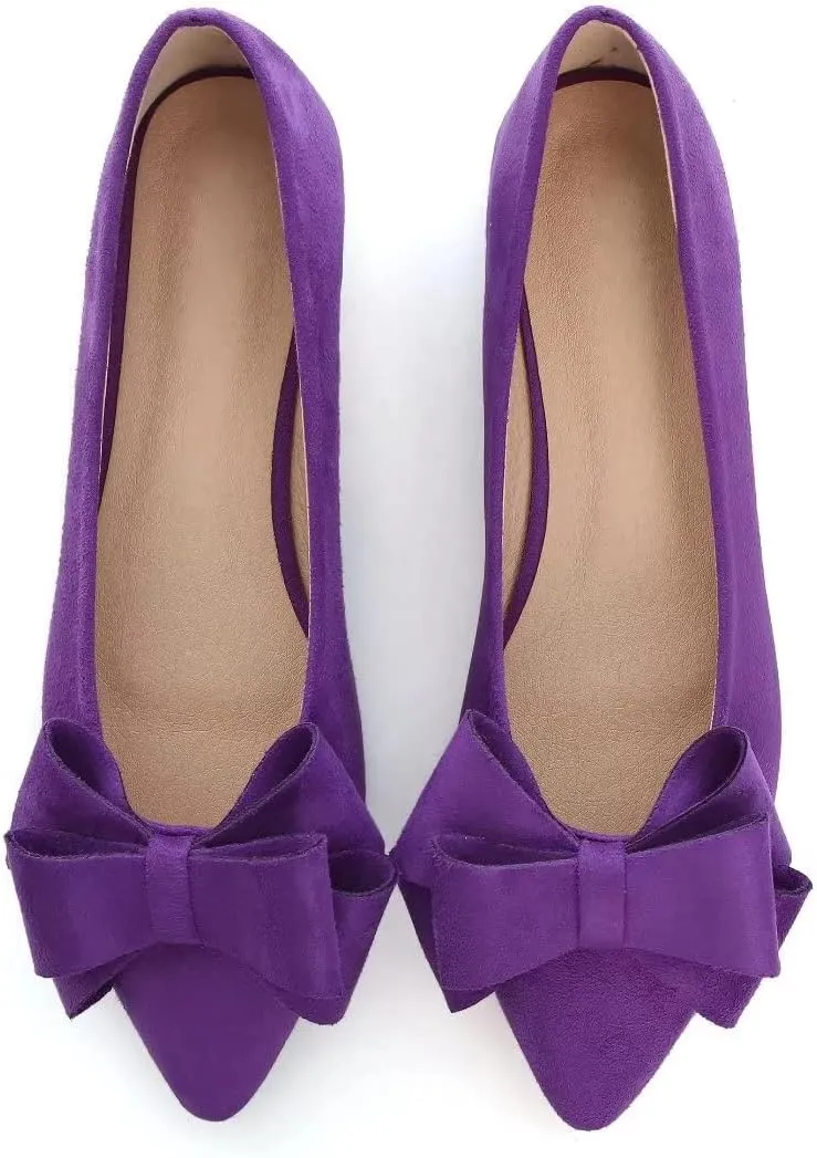 Stunner Womens Bowknot Flower Ballet Flats Pointed Toe Soft Dress Shoes