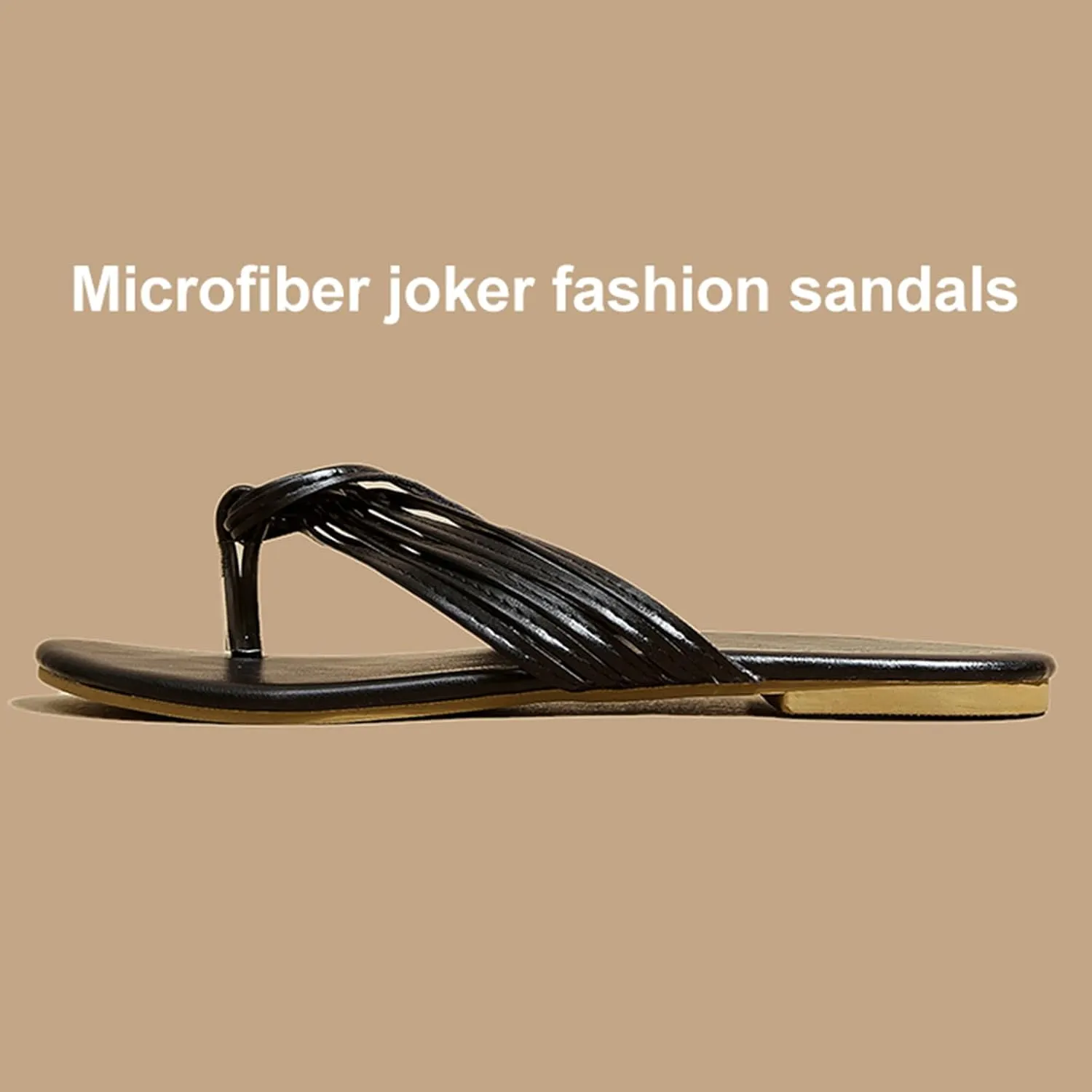 Stylish Beach Flat Flip Flops Women's Strappy Slides Summer Thong Sandals Comfortable Flat Slip-On Slippers Footwear