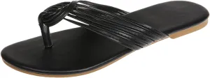 Stylish Beach Flat Flip Flops Women's Strappy Slides Summer Thong Sandals Comfortable Flat Slip-On Slippers Footwear