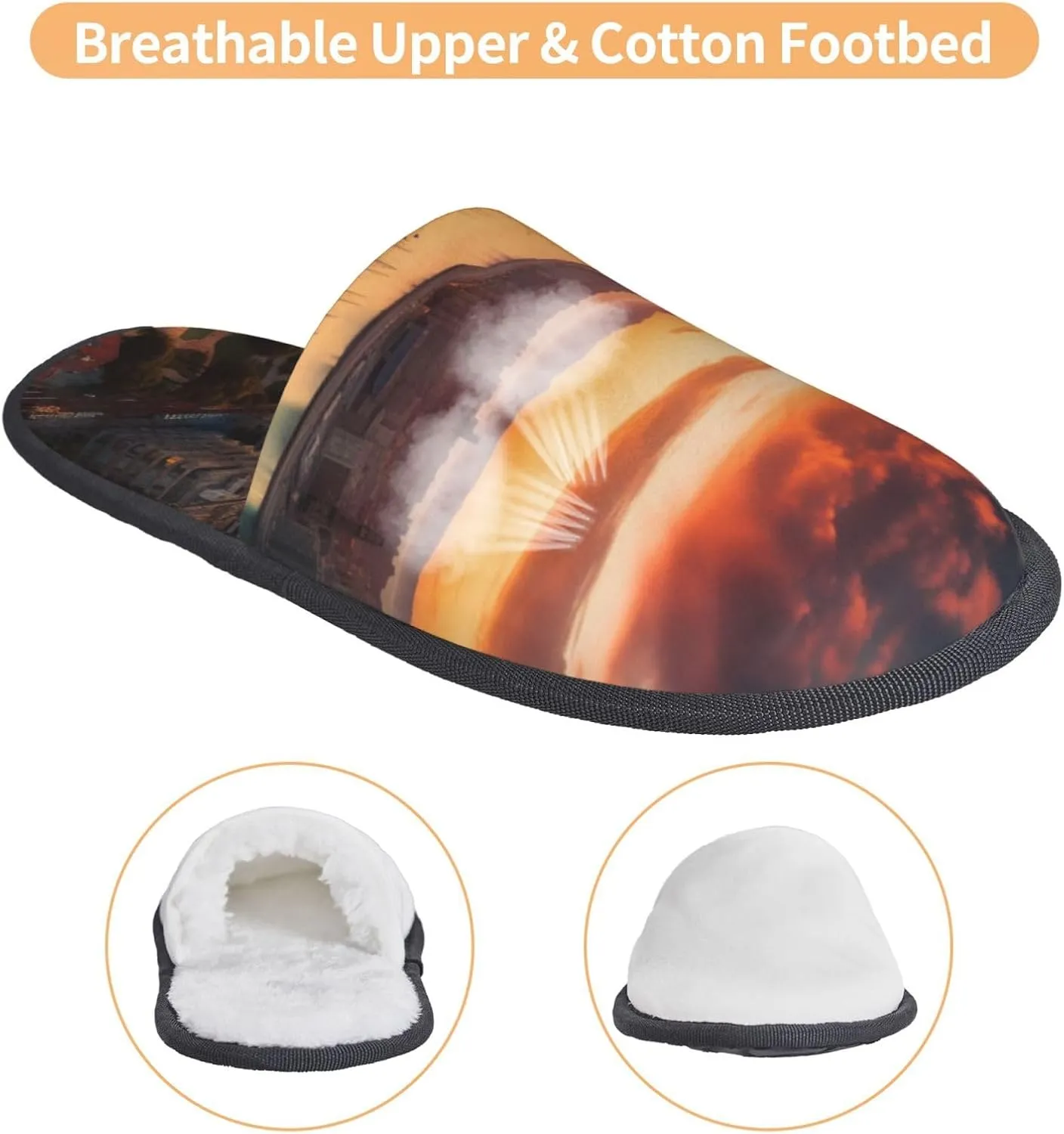 Sunset in Barcelona Printed Slippers Cozy Indoor Slide Unisex House Slippers Soft Plush Slip-on Slippers