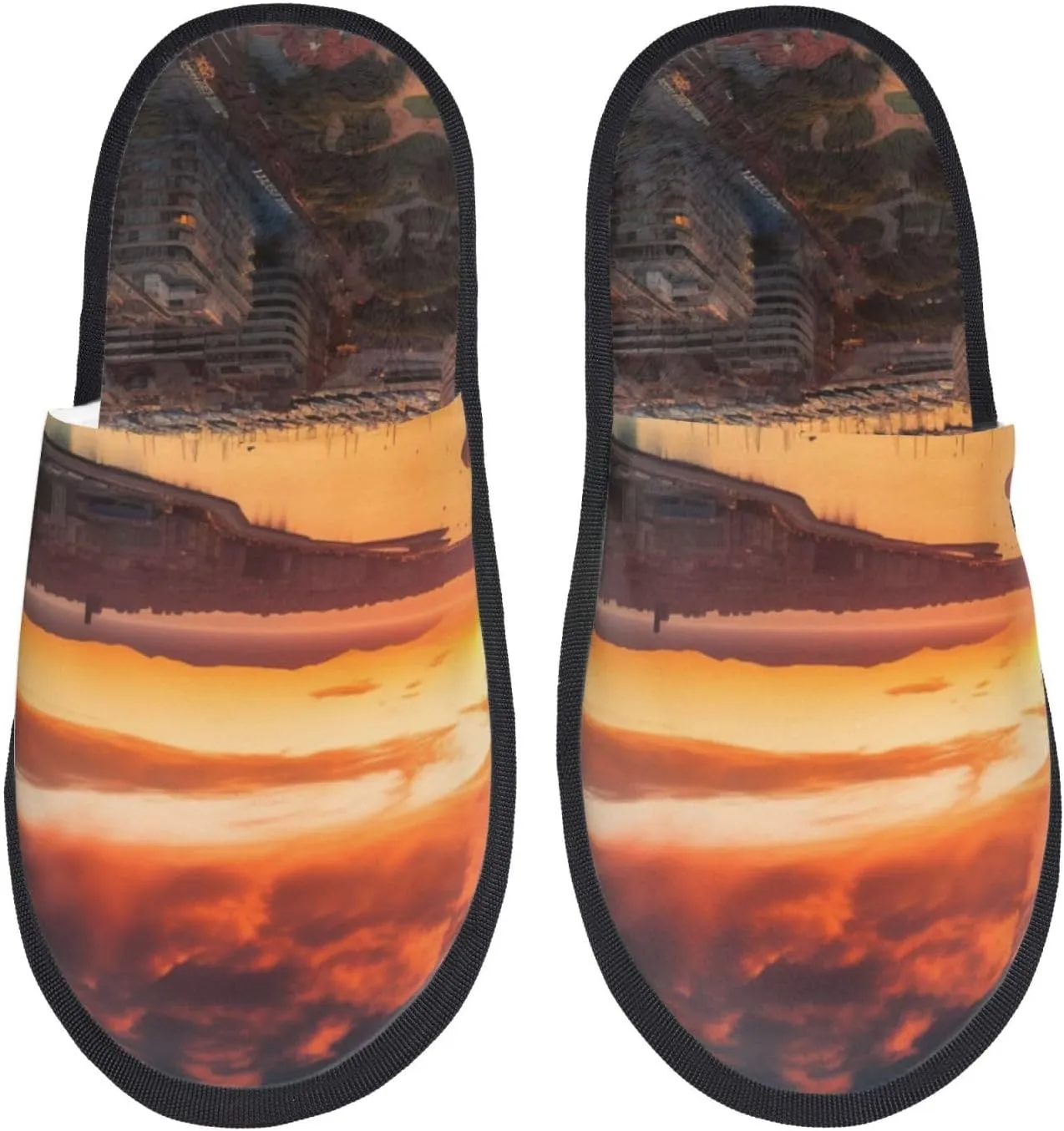 Sunset in Barcelona Printed Slippers Cozy Indoor Slide Unisex House Slippers Soft Plush Slip-on Slippers